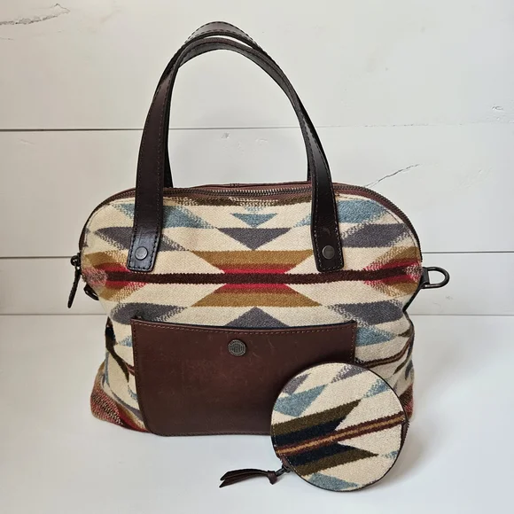 NWOT Pendleton Trail Wyeth Dome Purse & Coin Purse - Leather & Wool - Picture 2 of 15